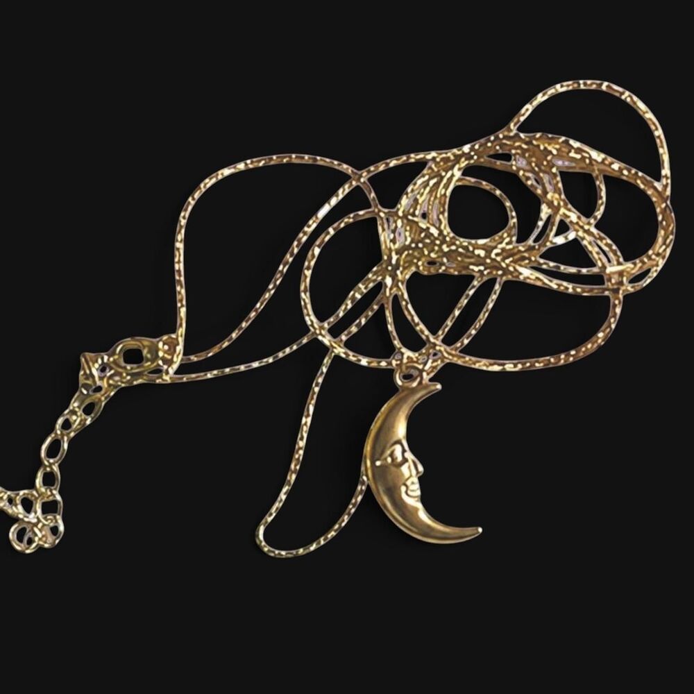 whimsical dainty 18k gold-plated stainless steel crescent moon necklace